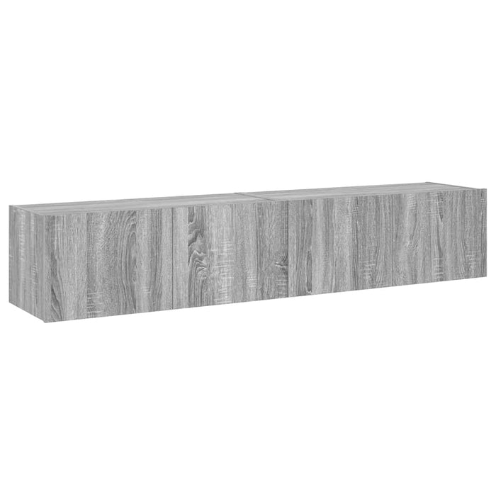 Comodă TV de perete cu LED, 2 buc, gri sonoma, 80x35x31 cm - WALTI WALTI