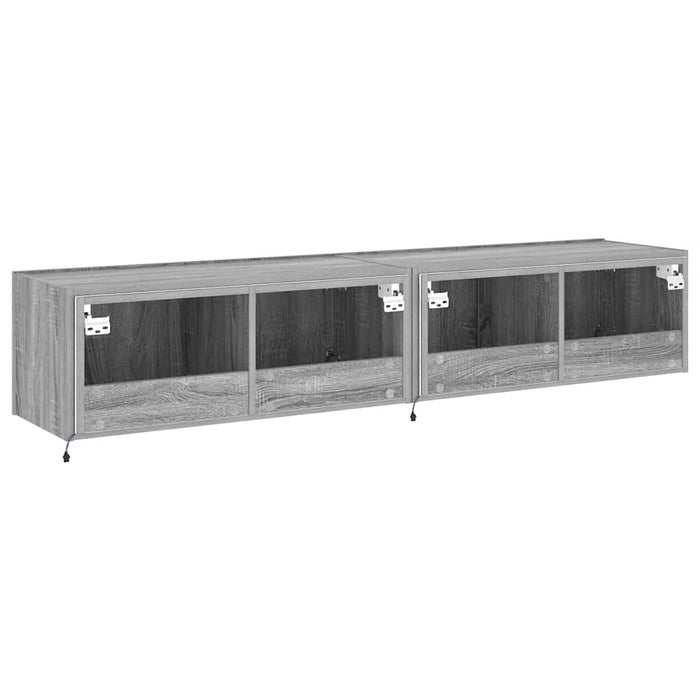 Comodă TV de perete cu LED, 2 buc, gri sonoma, 80x35x31 cm - WALTI WALTI