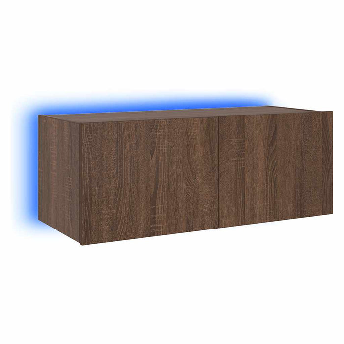 Comodă TV de perete cu lumini LED, stejar maro, 80x35x31 cm - WALTI WALTI