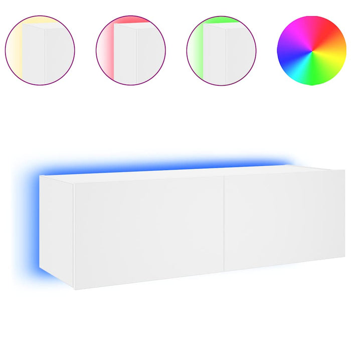 Comodă TV de perete cu lumini LED, alb, 100x35x31 cm - WALTI WALTI