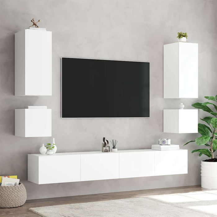 Comodă TV de perete cu lumini LED, alb, 100x35x31 cm - WALTI WALTI