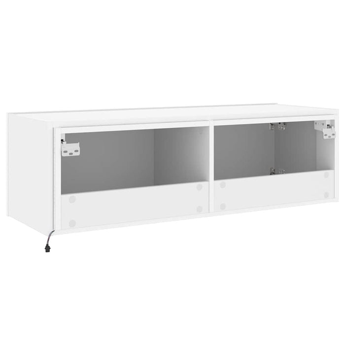 Comodă TV de perete cu lumini LED, alb, 100x35x31 cm - WALTI WALTI