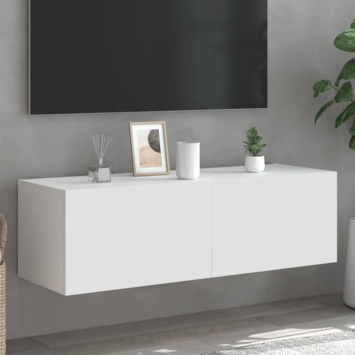 Comodă TV de perete cu lumini LED, alb, 100x35x31 cm - WALTI WALTI