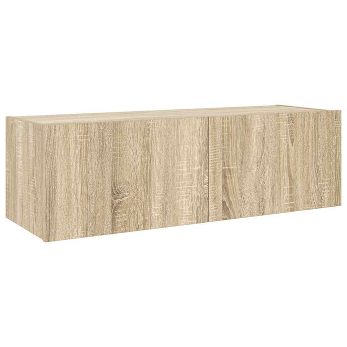 Comodă TV de perete cu lumini LED, stejar sonoma, 100x35x31 cm - WALTI WALTI