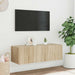 Comodă TV de perete cu lumini LED, stejar sonoma, 100x35x31 cm - WALTI WALTI
