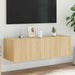 Comodă TV de perete cu lumini LED, stejar sonoma, 100x35x31 cm - WALTI WALTI
