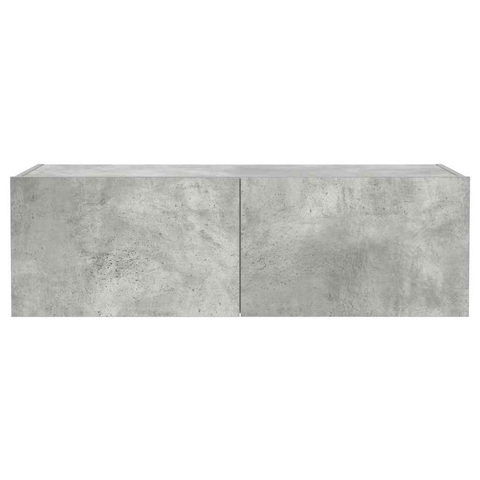 Comodă TV de perete cu lumini LED, gri beton, 100x35x31 cm - WALTI WALTI