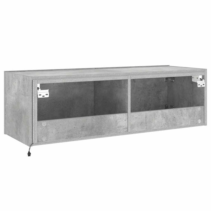 Comodă TV de perete cu lumini LED, gri beton, 100x35x31 cm - WALTI WALTI