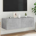 Comodă TV de perete cu lumini LED, gri beton, 100x35x31 cm - WALTI WALTI