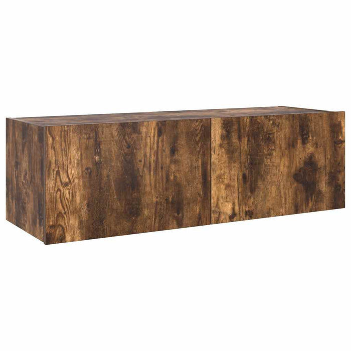 Comodă TV de perete cu lumini LED, stejar fumuriu, 100x35x31 cm - WALTI WALTI