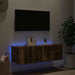 Comodă TV de perete cu lumini LED, stejar fumuriu, 100x35x31 cm - WALTI WALTI