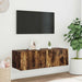 Comodă TV de perete cu lumini LED, stejar fumuriu, 100x35x31 cm - WALTI WALTI