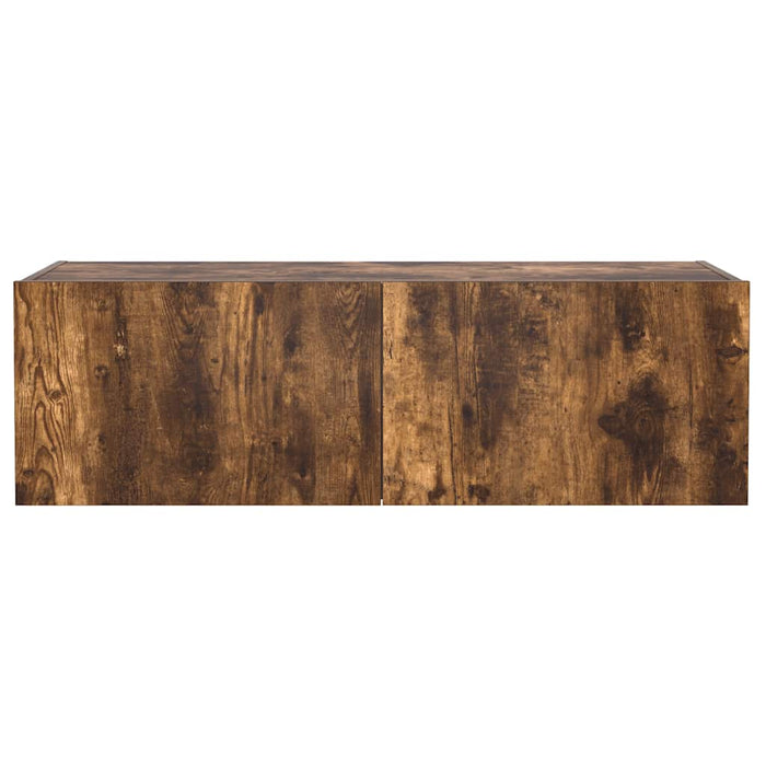 Comodă TV de perete cu lumini LED, stejar fumuriu, 100x35x31 cm - WALTI WALTI
