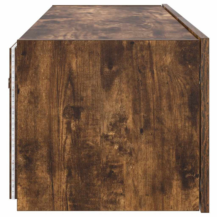 Comodă TV de perete cu lumini LED, stejar fumuriu, 100x35x31 cm - WALTI WALTI
