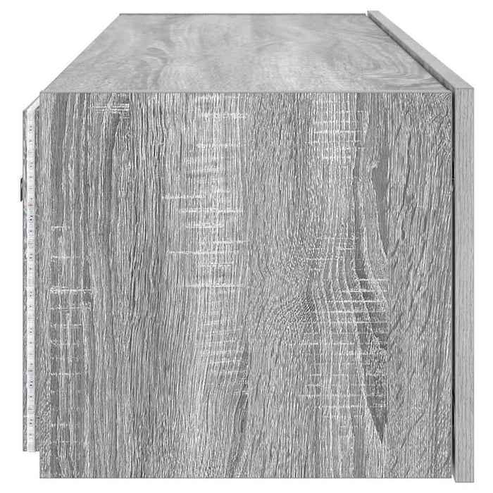Comodă TV de perete cu lumini LED, gri sonoma, 100x35x31 cm - WALTI WALTI