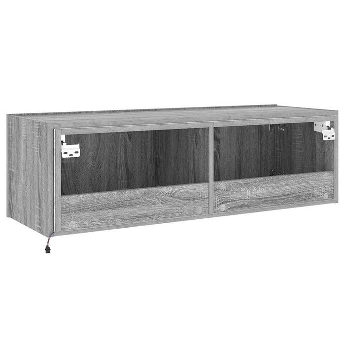 Comodă TV de perete cu lumini LED, gri sonoma, 100x35x31 cm - WALTI WALTI