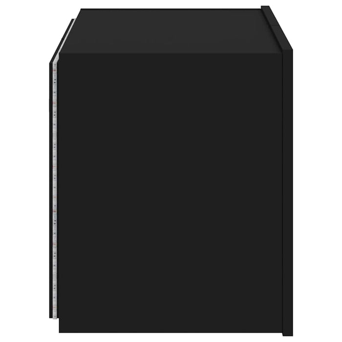 Comodă TV de perete cu lumini LED, negru, 60x35x41 cm WALTI