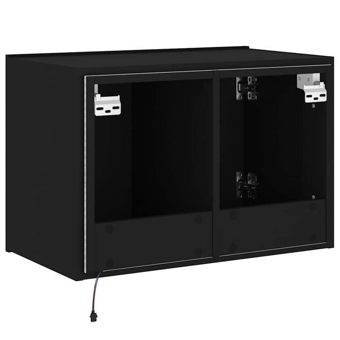 Comodă TV de perete cu lumini LED, negru, 60x35x41 cm WALTI