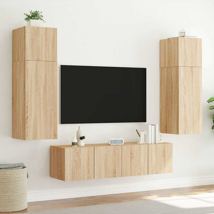 Comodă TV de perete cu lumini LED, stejar sonoma, 60x35x41 cm WALTI