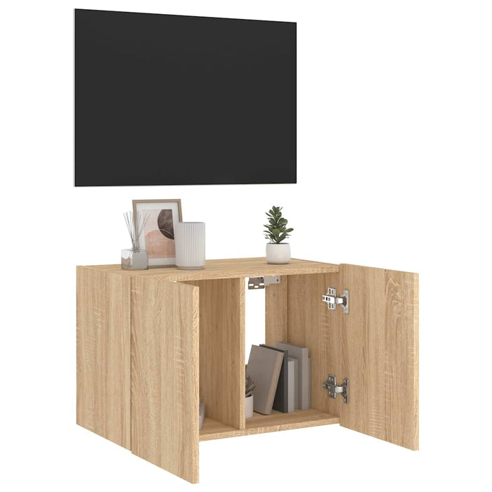 Comodă TV de perete cu lumini LED, stejar sonoma, 60x35x41 cm WALTI