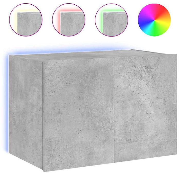 Comodă TV de perete cu lumini LED, gri beton, 60x35x41 cm - WALTI WALTI