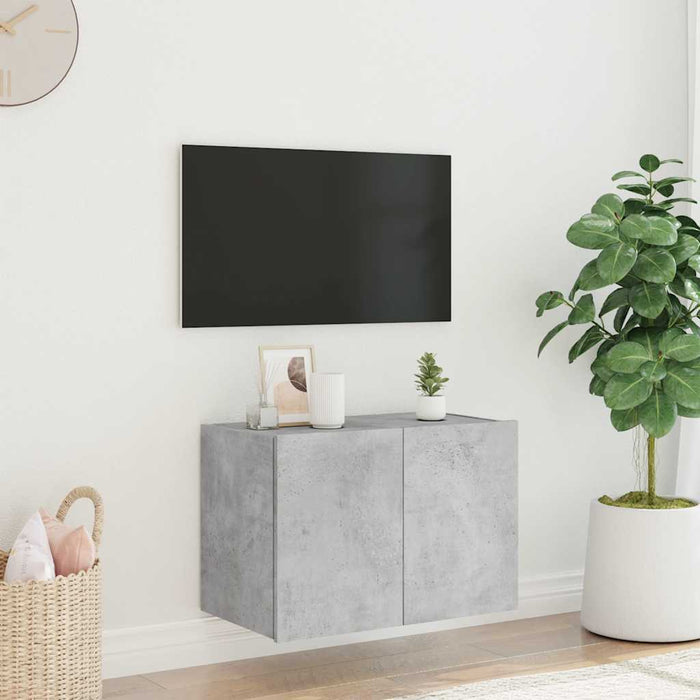 Comodă TV de perete cu lumini LED, gri beton, 60x35x41 cm - WALTI WALTI