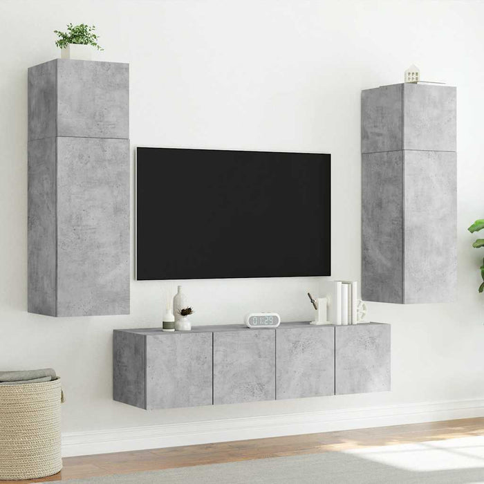 Comodă TV de perete cu lumini LED, gri beton, 60x35x41 cm - WALTI WALTI