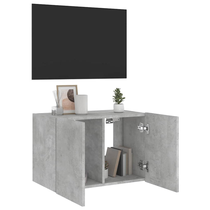 Comodă TV de perete cu lumini LED, gri beton, 60x35x41 cm - WALTI WALTI