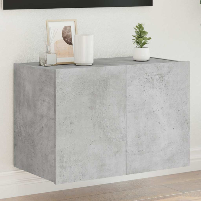Comodă TV de perete cu lumini LED, gri beton, 60x35x41 cm - WALTI WALTI
