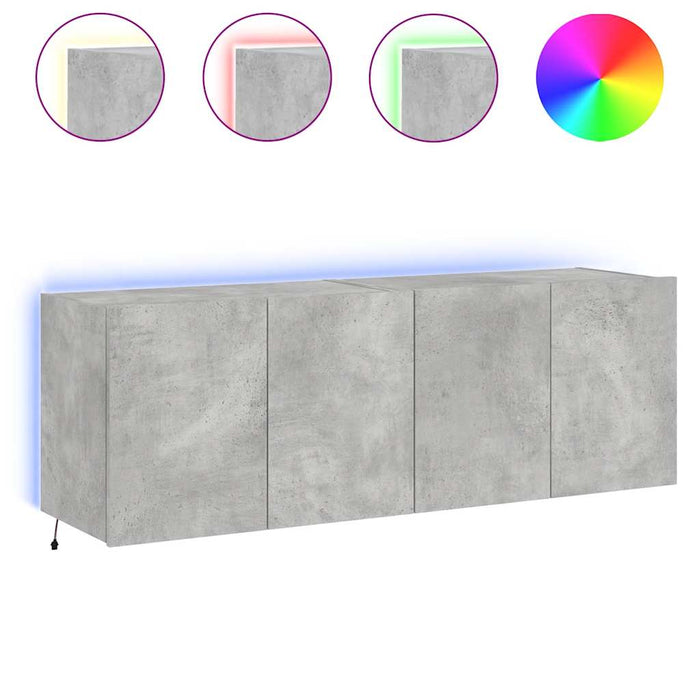 Comode TV de perete cu lumini LED 2 buc. gri beton 60x35x41 cm - WALTI WALTI