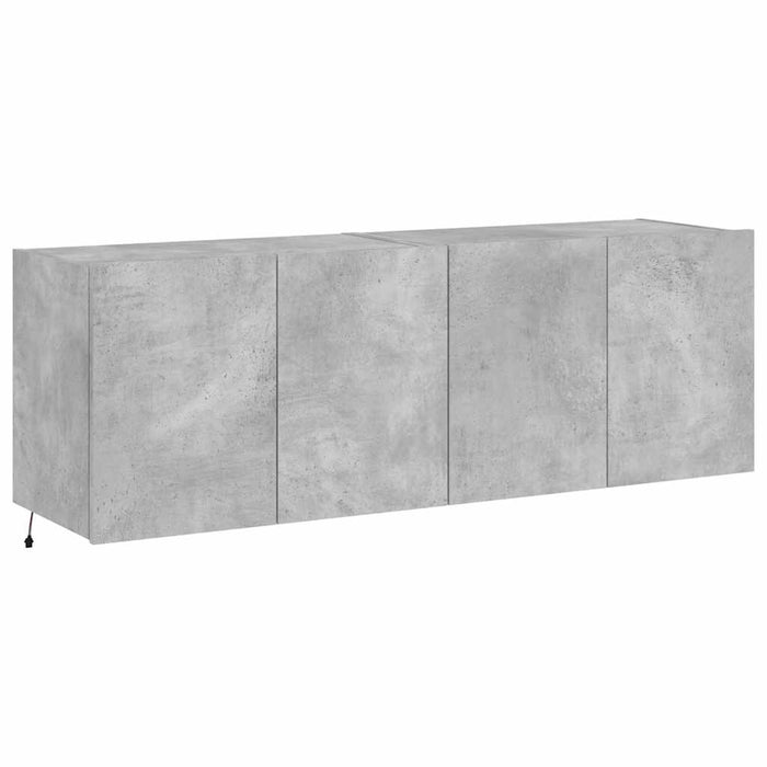 Comode TV de perete cu lumini LED 2 buc. gri beton 60x35x41 cm - WALTI WALTI