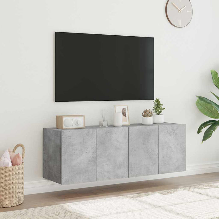 Comode TV de perete cu lumini LED 2 buc. gri beton 60x35x41 cm - WALTI WALTI