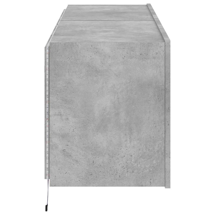 Comode TV de perete cu lumini LED 2 buc. gri beton 60x35x41 cm - WALTI WALTI