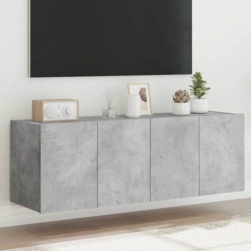 Comode TV de perete cu lumini LED 2 buc. gri beton 60x35x41 cm - WALTI WALTI