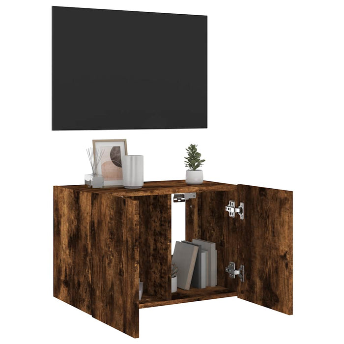 Comodă TV de perete cu lumini LED, stejar fumuriu, 60x35x41 cm - WALTI WALTI