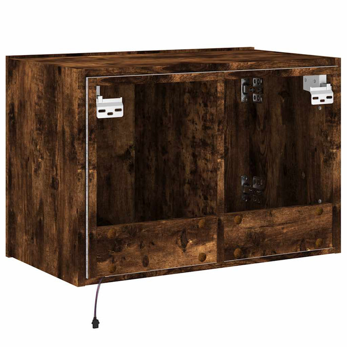 Comodă TV de perete cu lumini LED, stejar fumuriu, 60x35x41 cm - WALTI WALTI