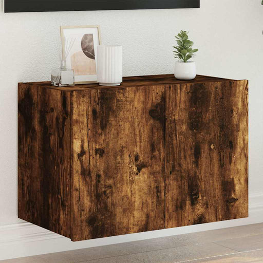 Comodă TV de perete cu lumini LED, stejar fumuriu, 60x35x41 cm - WALTI WALTI