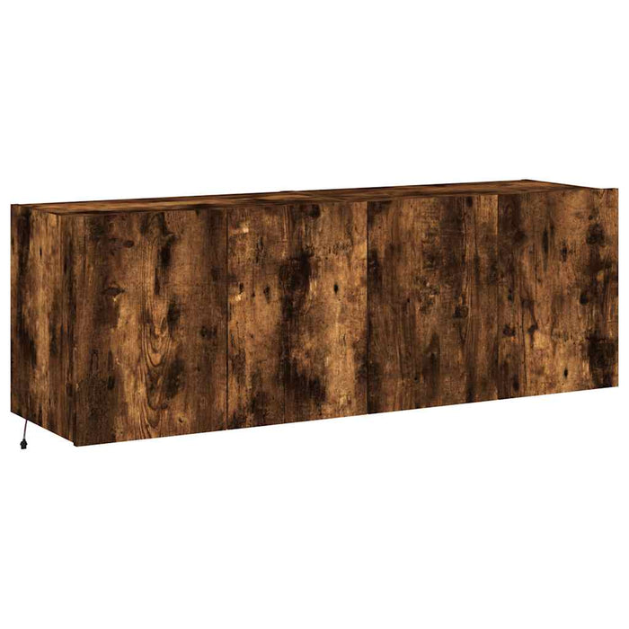 Comodă TV de perete cu LED, 2 buc. stejar fumuriu, 60x35x41 cm - WALTI WALTI