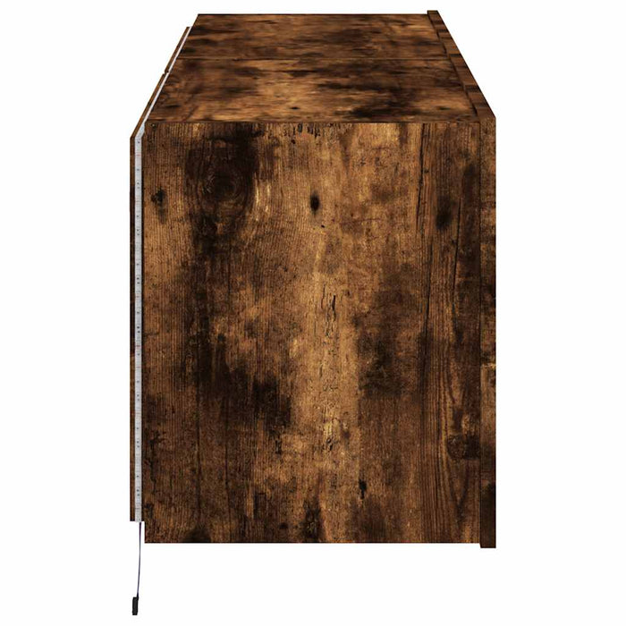 Comodă TV de perete cu LED, 2 buc. stejar fumuriu, 60x35x41 cm - WALTI WALTI