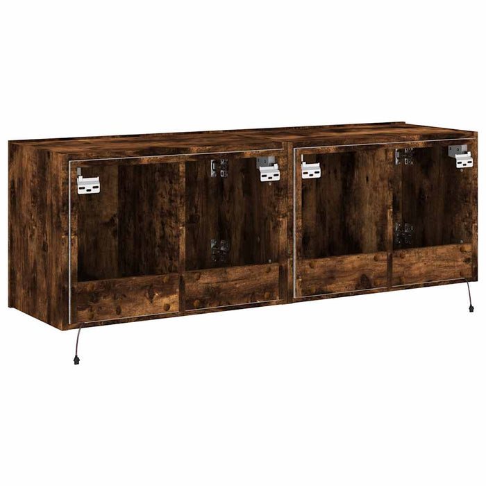 Comodă TV de perete cu LED, 2 buc. stejar fumuriu, 60x35x41 cm - WALTI WALTI