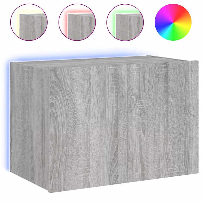 Comodă TV de perete cu lumini LED, gri sonoma, 60x35x41 cm - WALTI WALTI