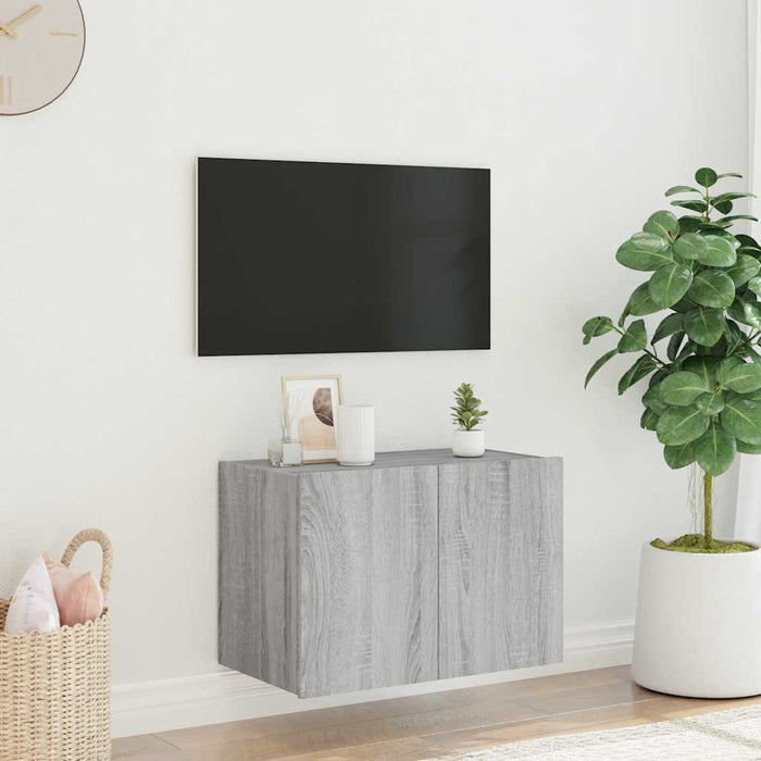Comodă TV de perete cu lumini LED, gri sonoma, 60x35x41 cm - WALTI WALTI