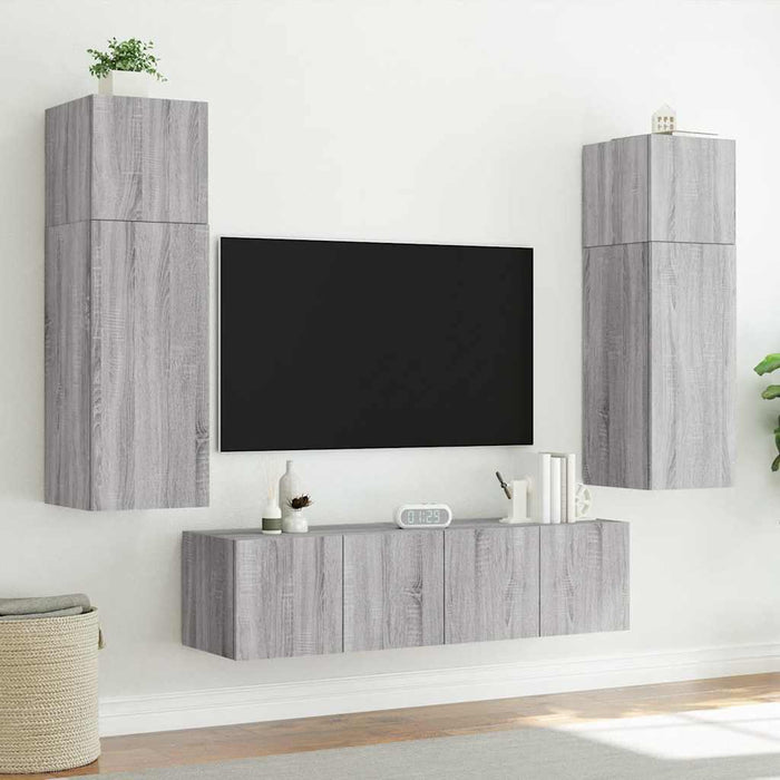 Comodă TV de perete cu lumini LED, gri sonoma, 60x35x41 cm - WALTI WALTI