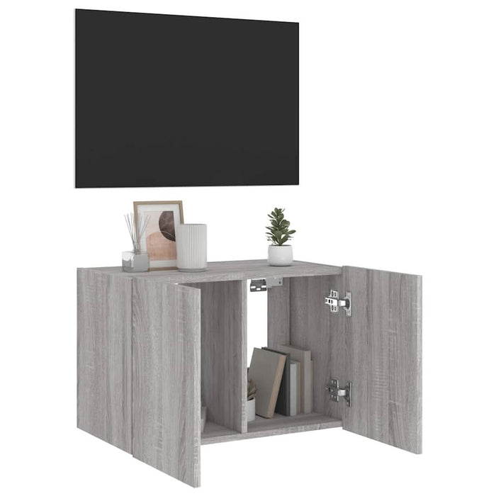 Comodă TV de perete cu lumini LED, gri sonoma, 60x35x41 cm - WALTI WALTI