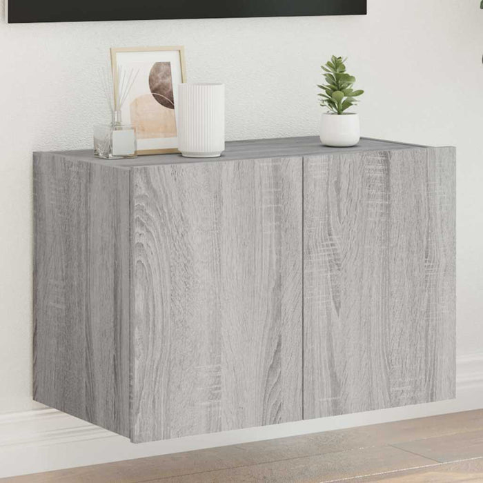 Comodă TV de perete cu lumini LED, gri sonoma, 60x35x41 cm - WALTI WALTI