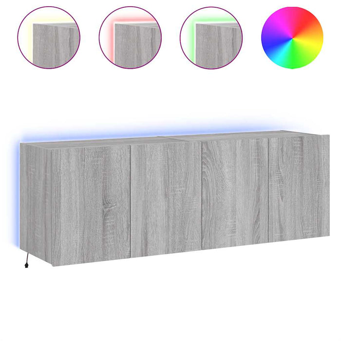 Comodă TV de perete cu LED, 2 buc, gri sonoma, 60x35x41 cm - WALTI WALTI