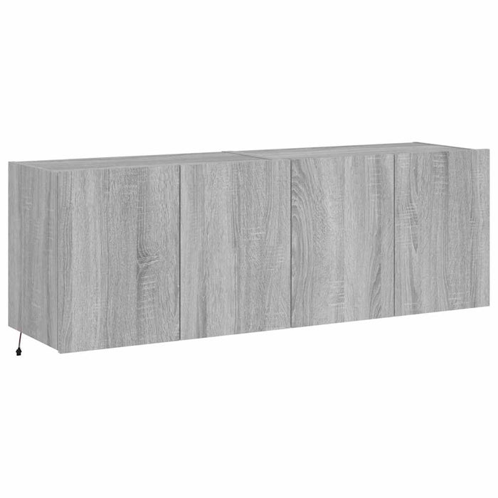 Comodă TV de perete cu LED, 2 buc, gri sonoma, 60x35x41 cm - WALTI WALTI