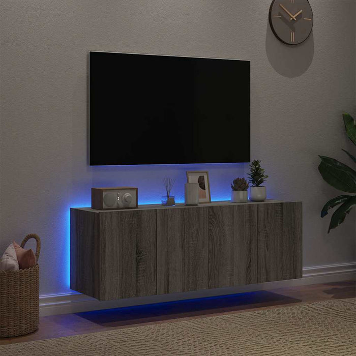Comodă TV de perete cu LED, 2 buc, gri sonoma, 60x35x41 cm - WALTI WALTI