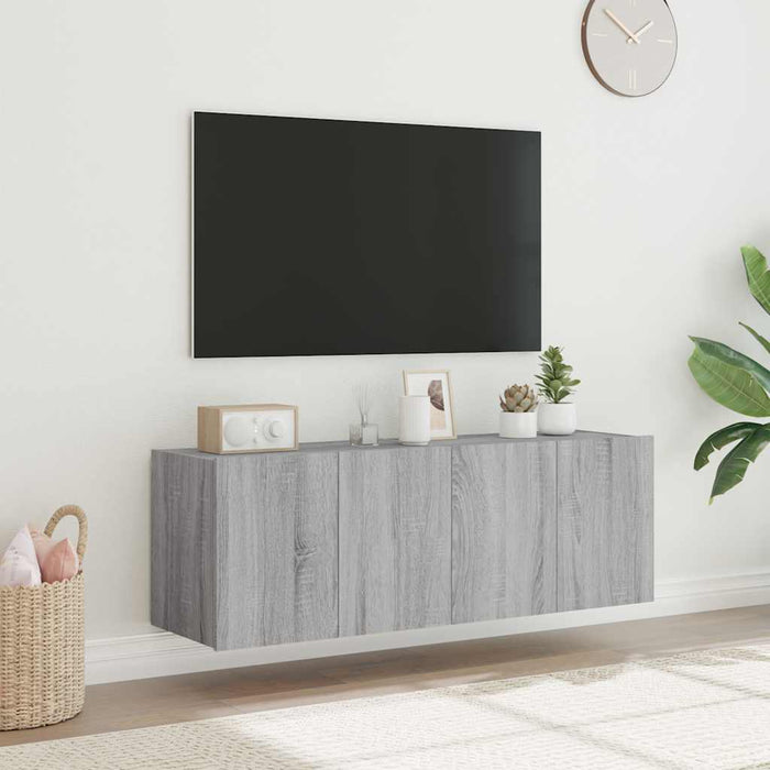 Comodă TV de perete cu LED, 2 buc, gri sonoma, 60x35x41 cm - WALTI WALTI