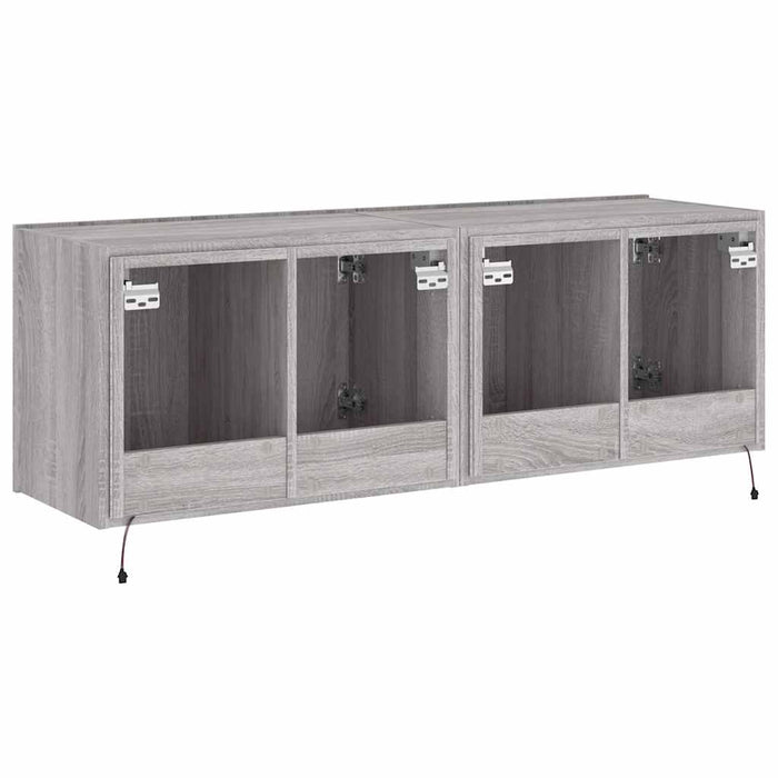 Comodă TV de perete cu LED, 2 buc, gri sonoma, 60x35x41 cm - WALTI WALTI